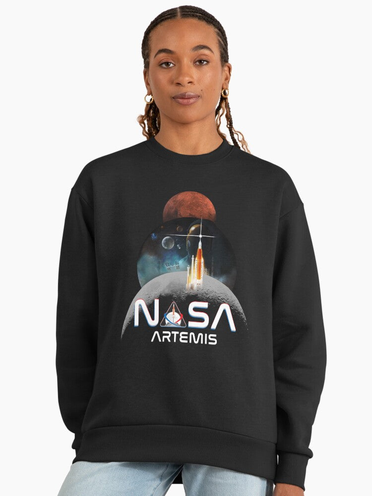 Artemis 1 Mission Sweatshirt, Premium Oversized Graphic Shirt Black