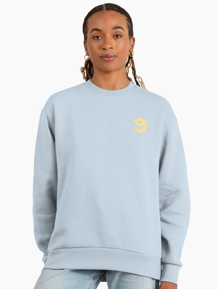 1THE9 K-Pop Fan Sweatshirt, Premium Oversized Group Merch Stonewash Denim