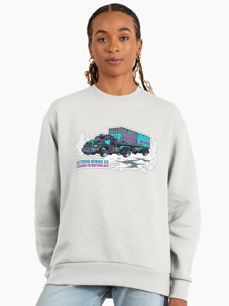 Asteroid Mining Co Fake Company Premium Oversized Sweatshirt: Humorous Sci-Fi Bone