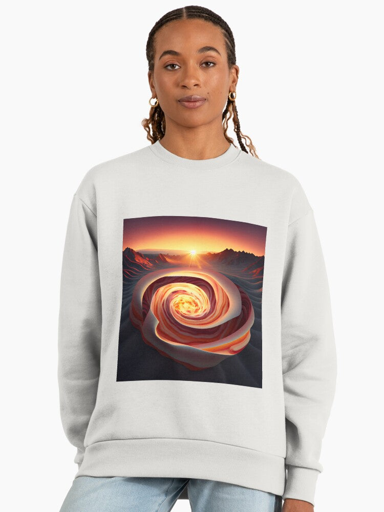 Bacon Swirl of Dawn Oversized Sweatshirt, Digital Painting Bone